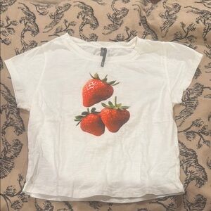 Anthropologie White tee with Strawberries 🍓